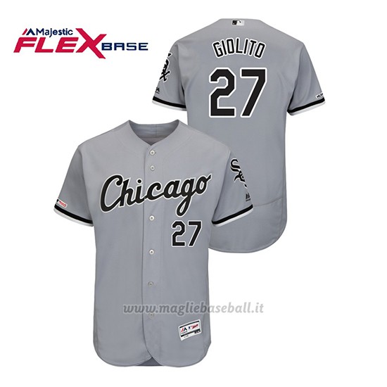 Maglia Baseball Uomo Chicago White Sox Lucas Giolito 150th Aniversario Patch Flex Base Grigio
